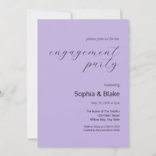 Moderne Minimalistische Pastell-Lila Engagement-Pa Einladung