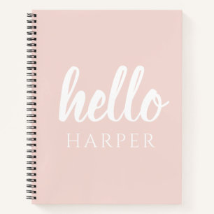 Moderne Minimalistische Pastellrosa Hallo Und Dein Notizbuch