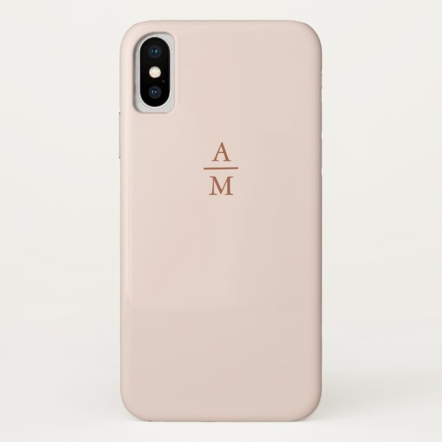 Moderne Minimalistische Pastellrosa und Kupfermono Case-Mate iPhone Hülle (Rückseite)