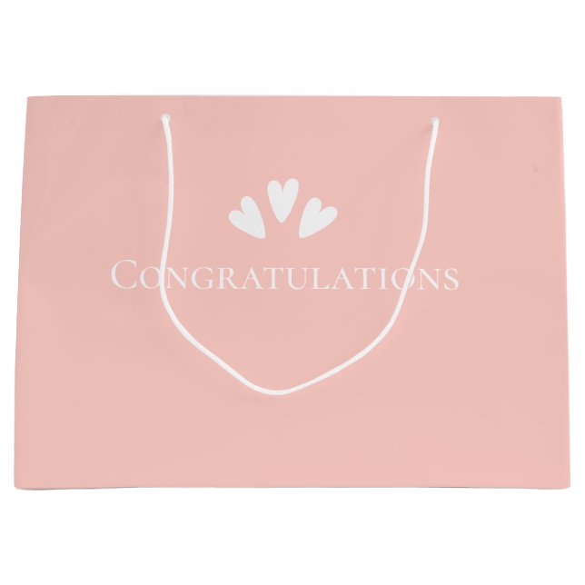 Moderne Minimalistische Pastelrosa Herzlichen Glüc Große Geschenktüte (Vorderseite)