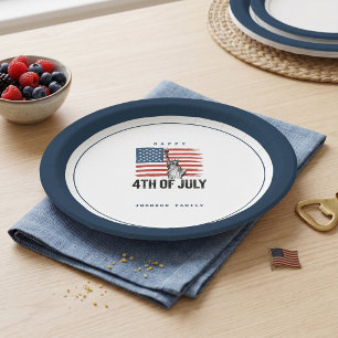 Moderne minimalistische patriotische BBQ-Party zum Pappteller