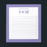 Moderne Minimalistische Periwinkels zu erledigen Notizblock<br><div class="desc">Moderne Minimalistische Periwinkle Lila,  Notepad aufzulisten. Erstellen Sie Ihre eigene personalisierte Checkliste für tägliche Aufgaben.</div>