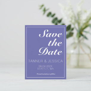 Moderne Minimalistische Periwinkle & White Save th Ankündigungspostkarte