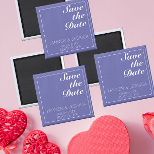 Moderne Minimalistische Periwinkle & White Save th Magnet