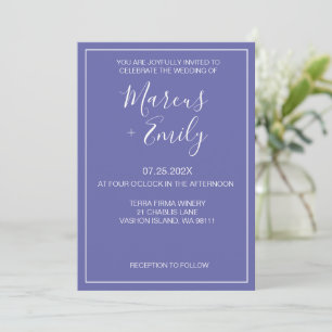 Moderne Minimalistische Periwinkle & White Wedding Einladung