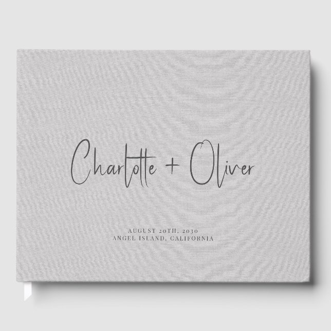 Moderne Minimalistische Personalisierte Hochzeit Gästebuch (Vorderseite)
