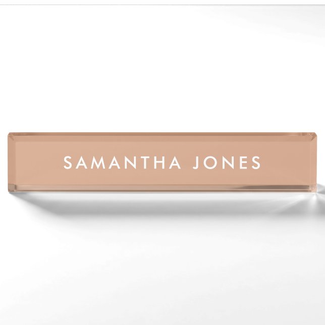 moderne minimalistische Personalisierte Rose Gold Namensplakette (Vorderseite)