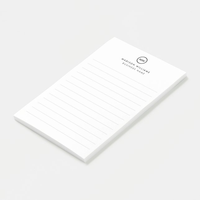 Moderne Minimalistische Personalisierte Stationier Post-it Klebezettel (angewinkelt)