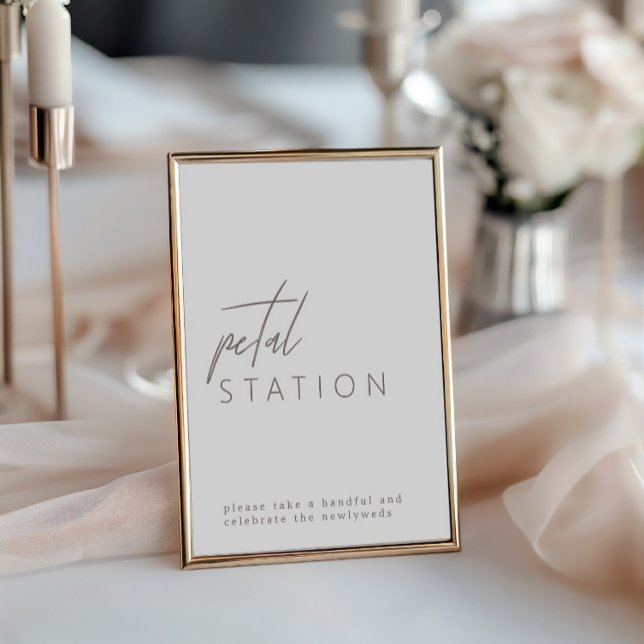 Moderne Minimalistische Petalstation Hochzeitszeic Einladung (Modern Minimalist Petal Station Wedding Sign)