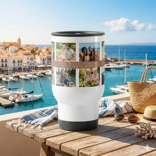 Moderne minimalistische Pfirsich-Foto-Collage Best Reisebecher