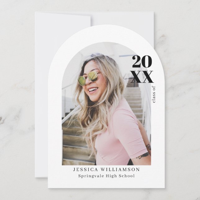Moderne Minimalistische Pink Arch Foto Graduation  Einladung (Vorderseite)