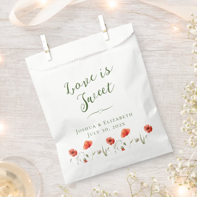 Moderne Minimalistische Poppies Hochzeit Geschenktütchen (Ausgeschnitten)