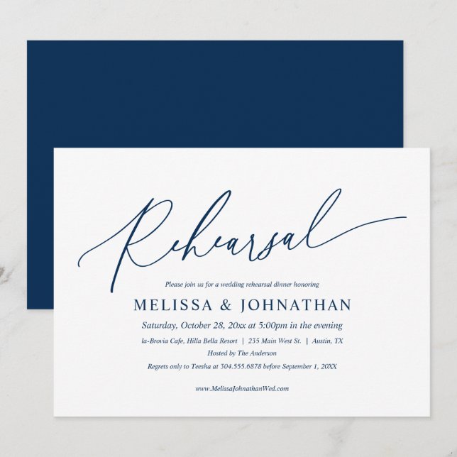 Moderne Minimalistische Probe für Hochzeiten und A Einladung (Vorne/Hinten)