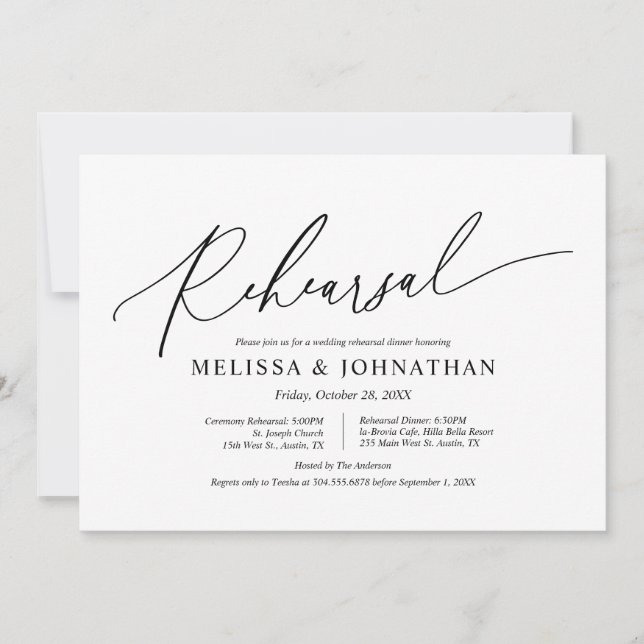 Moderne Minimalistische Probe für Hochzeiten und A Einladung (Vorderseite)