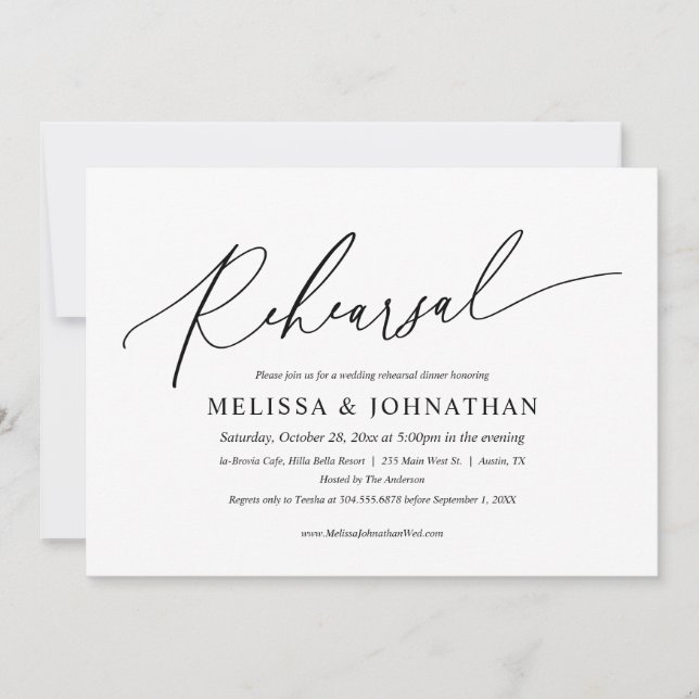 Moderne Minimalistische Probe für Hochzeiten und A Einladung (Vorderseite)