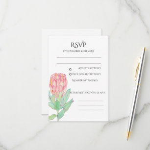 Moderne Minimalistische Protea Botanische Hochzeit RSVP Karte