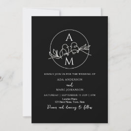 Moderne Minimalistische QR Code Black Wedding Einladung