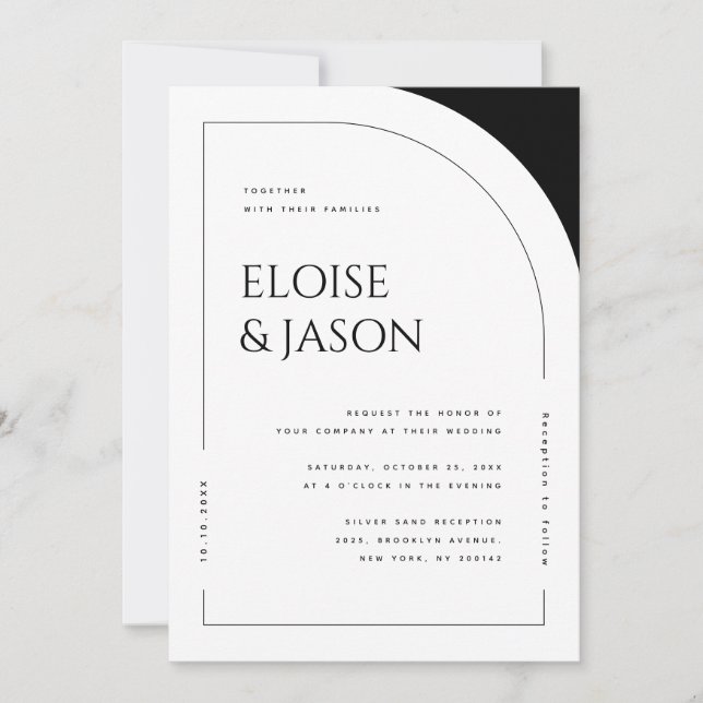 Moderne Minimalistische QR Code Bold Arch Wedding Einladung (Vorderseite)