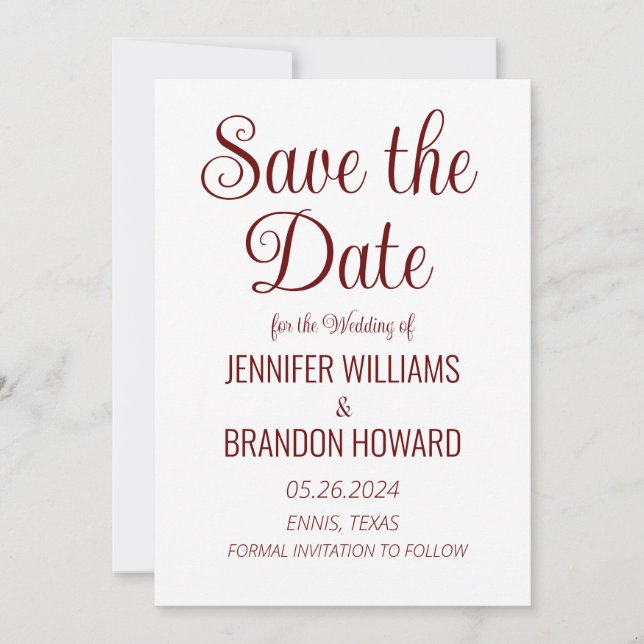 Moderne Minimalistische QR Code Burgundy Elegante  Save The Date (Vorderseite)