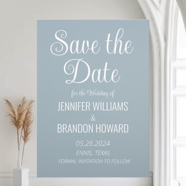 Moderne Minimalistische QR Code Dusty Blue Wedding Save The Date (Von Creator hochgeladen)