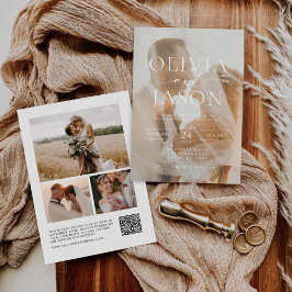 Moderne Minimalistische QR Code Foto Hochzeit Einladung