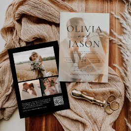 Moderne Minimalistische QR Code Foto Hochzeit Einladung