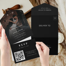 Moderne minimalistische QR-Code-Hochzeit mit verbl