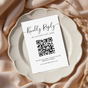 Moderne Minimalistische QR-Code-Hochzeit RSVP Karte