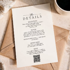 Moderne Minimalistische QR-Code-Hochzeitdetails Begleitkarte