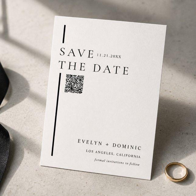 Moderne Minimalistische QR-Code-Hochzeitswebsite Save The Date (Von Creator hochgeladen)