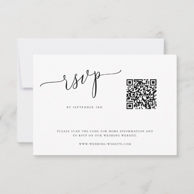 Moderne Minimalistische QR Code RSVP Card Karte (Vorderseite)
