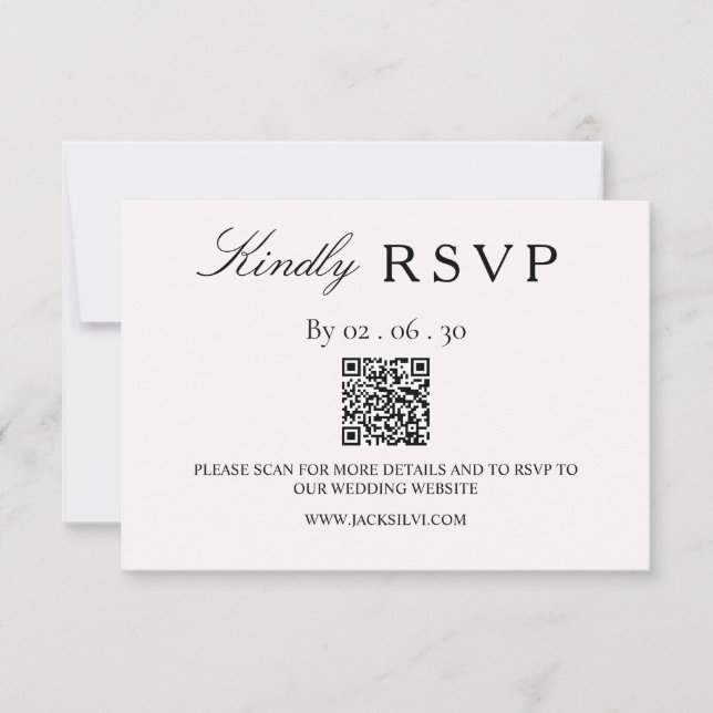Moderne Minimalistische QR-Code-RSVP-Karte RSVP Karte (Vorderseite)