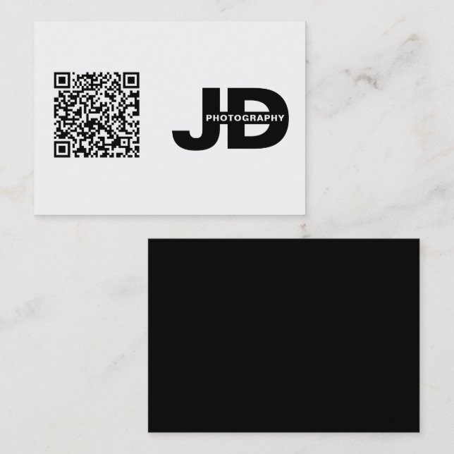Moderne Minimalistische QR-Code saubere einfache Visitenkarte (Vorne/Hinten)