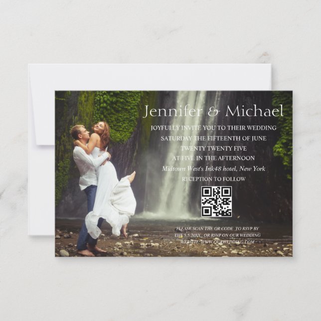 moderne minimalistische qr Code uAwg Hochzeit Einladung (Vorderseite)