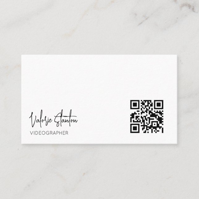 Moderne Minimalistische QR-Code-Visitenkarte Visitenkarte (Vorderseite)