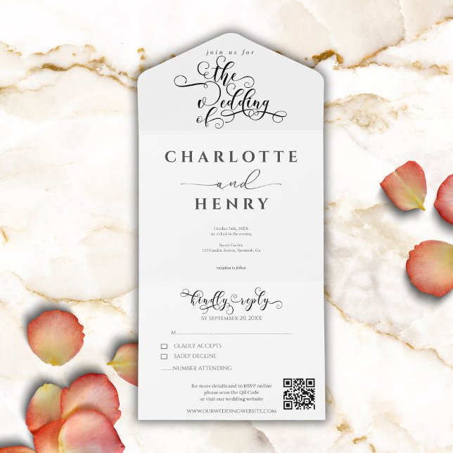 Moderne Minimalistische QR-Hochzeit All In One Einladung (Von Creator hochgeladen)