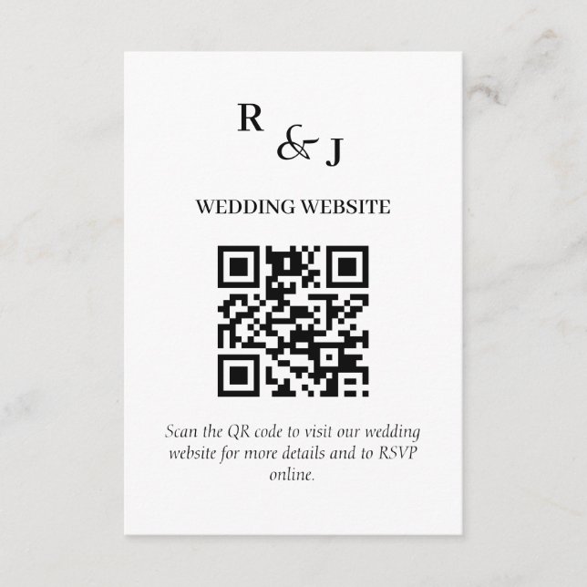 Moderne Minimalistische QR-Hochzeit Begleitkarte (Vorderseite)