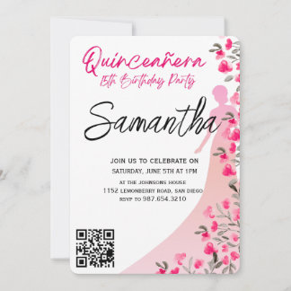 Moderne Minimalistische Quinceañera 15. Geburtstag Einladung