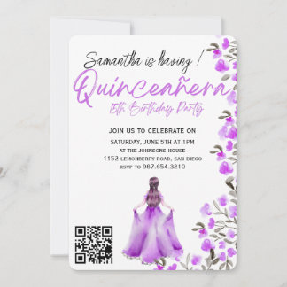 Moderne Minimalistische Quinceañera 15. Geburtstag Einladung