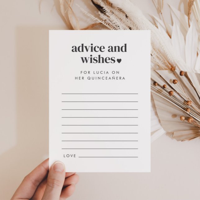 Moderne Minimalistische Quinceañera Beratung wünsc Einladung (Zazzle Modern Minimalist Quinceañera Advice Wishes Card)