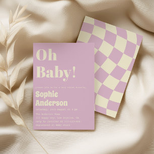 Moderne minimalistische Retro-Koralle Oh Baby-Part Einladung