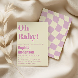 Moderne minimalistische Retro-Koralle Oh Baby-Part Einladung