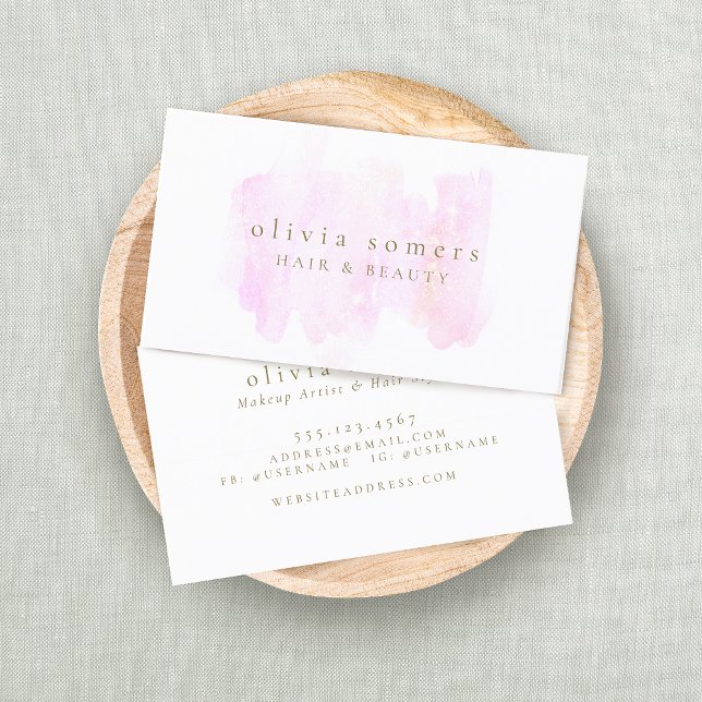 Moderne Minimalistische Rosa Aquarellfarben Schönh Visitenkarte (Von Creator hochgeladen)