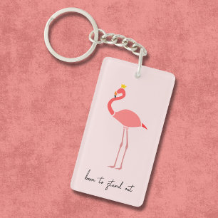 Moderne Minimalistische Rosa Flamingo Schlüsselanhänger