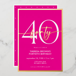 Moderne Minimalistische Rosa Gold Schrift Geburtst Folieneinladung