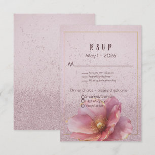 Moderne minimalistische rosa-goldene Hochzeit RSVP Karte