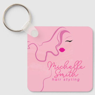 Moderne minimalistische rosa Haarstyling-Welle QR Schlüsselanhänger