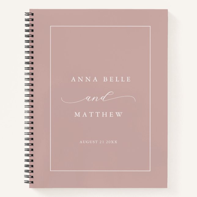 Moderne Minimalistische Rosa-Hochzeit Notizbuch (Vorderseite)