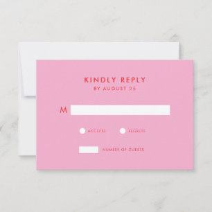 Moderne Minimalistische Rosa-Hochzeit RSVP Karte