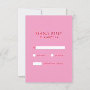 Moderne Minimalistische Rosa-Hochzeit RSVP Karte